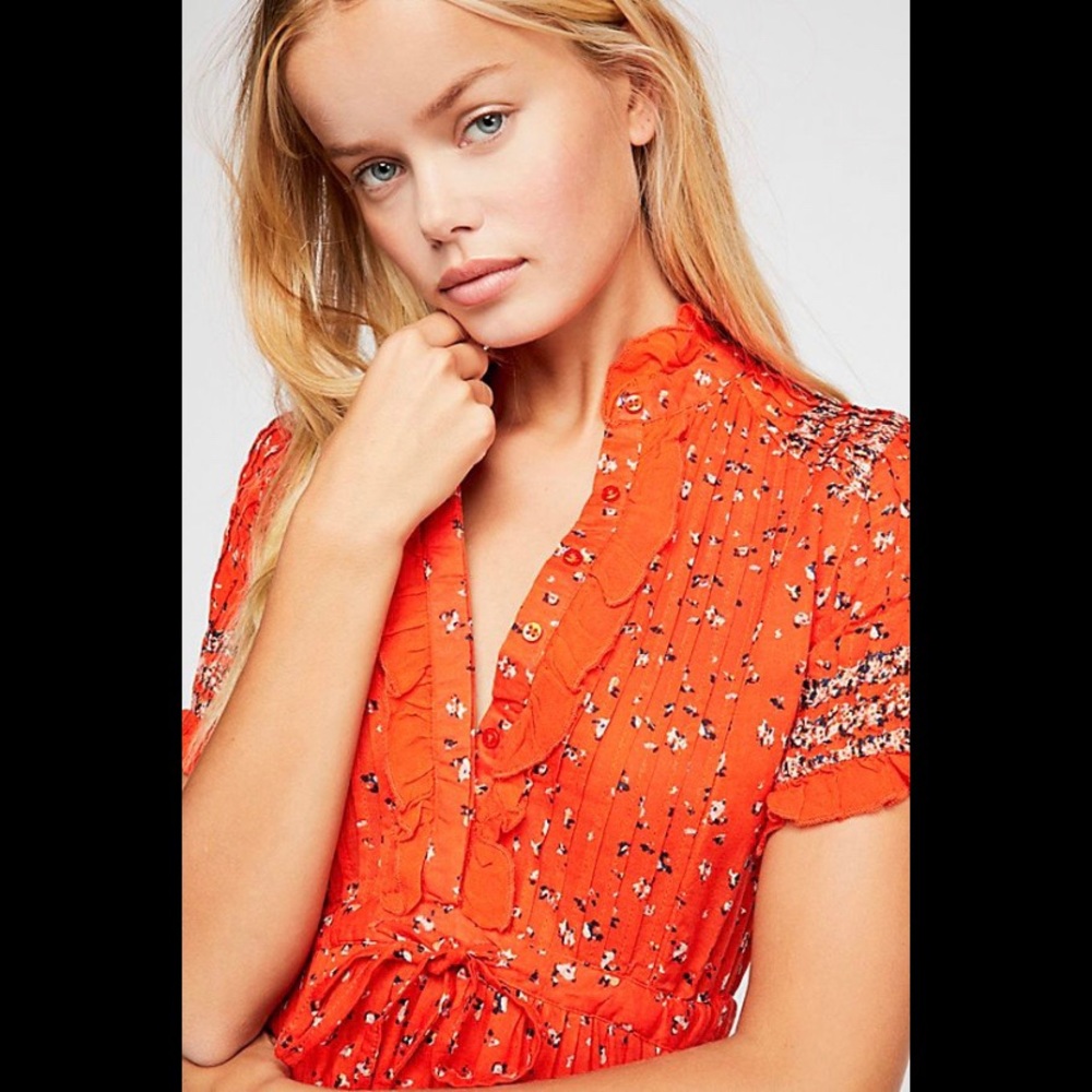Free People-Rare Feeling Pleated Printed Dress - Picture 4 of 6
